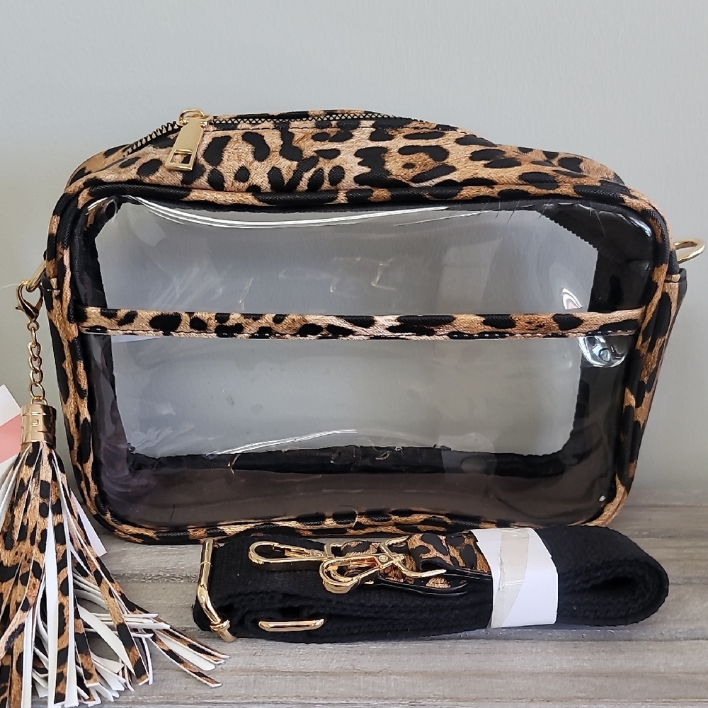 Leopard Print Clear Crossbody Bag
